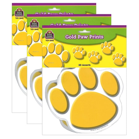 Teacher Created Resources Gold Paw Prints Accents, 30 Pieces, PK3 TCR4645